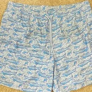Vineyard Vines Blue Shark Print Swim Trunks
